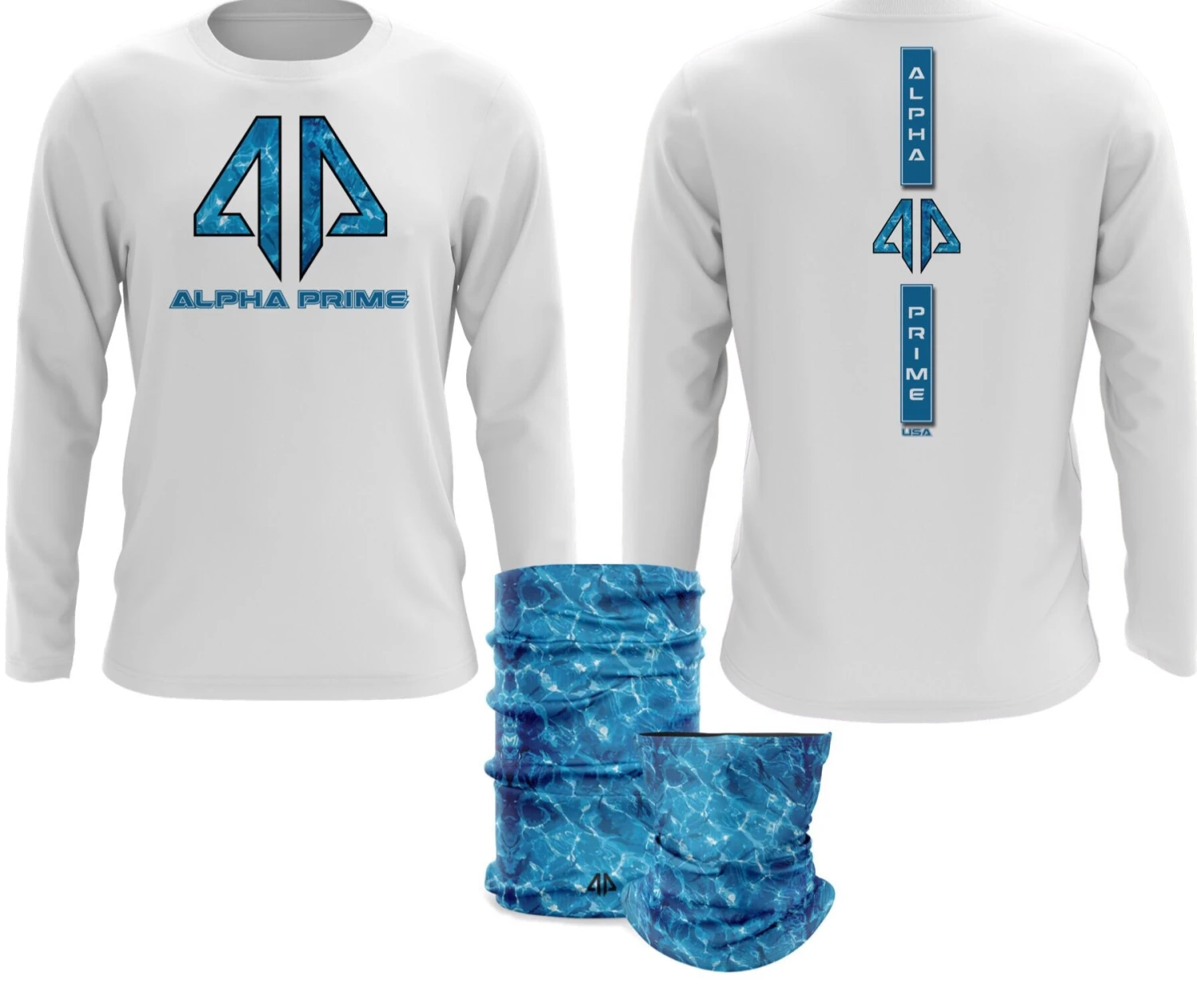 Alpha Prime - Blue Aqua Spot Dye & Face Guard Combo-Long Sleeve